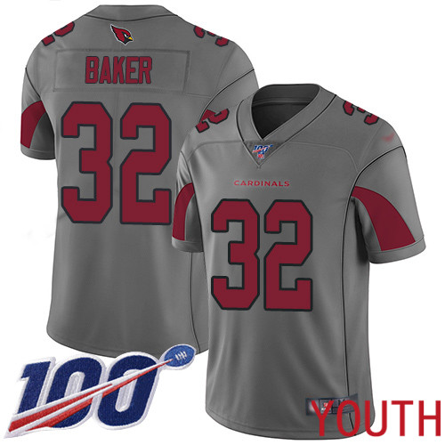 Arizona Cardinals Limited Silver Youth Budda Baker Jersey NFL Football #32 100th Season Inverted Legend